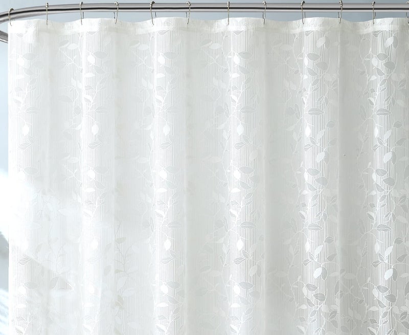 LINENZONE Lace Shower Curtains with Elegant Leaf Design. 72 x 72 Size. Can Be Used As Both Rustic Shower Curtain or Modern Shower Curtain. Bathroom Curtain with Scalloped Bottom. (Grace 72 x 72 Ivory) - Image 3